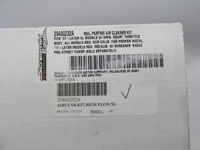 Harley Screamin' Eagle OEM NOS '07+ XL High Flow Rail Air Cleaner Kit