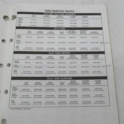 Harley Davidson Genuine 1989-1996 Painted Parts Catalog Factory Manual