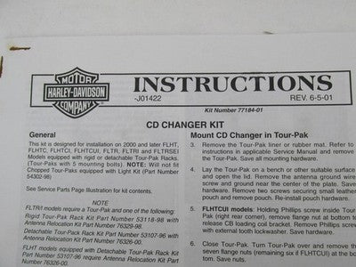 Harley Davidson Genuine NOS Tour Pak Mounted CD Changer 77184-01