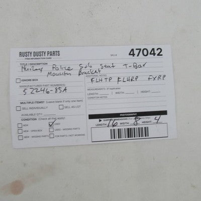 Harley OEM Evo Police FLHTP FLHRP FXRP Seat T-Bar Mount Bracket 52246-