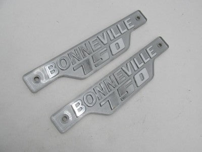 Pair of Triumph Bonneville 750 Silver Side Panel Badges Emblems 88-7306