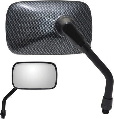 Parts Unlimited Mini Rectangular Mirrors Carbon Universal 0640-0955