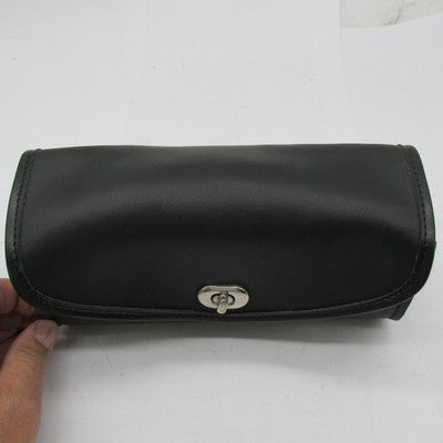Motorcycle Windshield Turnbuckle Pouch, Black Synthetic Leather 10" x