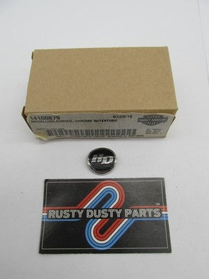 Harley Genuine NOS Curved Stick On Medallion, Chrome w/ Texture 141008