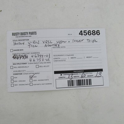 Harley Davidson OEM Upper & Lower Triple Tree Assy. Vrod VRSC 46755-01