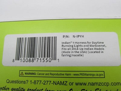 Namz 2018+ Indian Y-Harness for Daytime Running Lights Warbonnet N-IPY