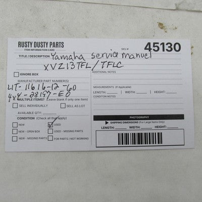 Yamaha XVZ13TFL/TFLC Service Manual Operator Guide LIT-11616-12-60 4X4