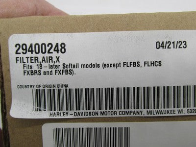 Harley-Davidson Genuine OEM NOS 18-24 Softail Air Filter 29400248