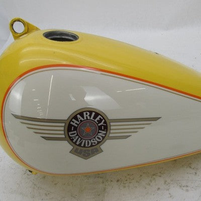 Harley Davidson OEM Left Fuel Tank Yellow White Painted FLSTF Fat Boy