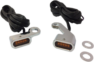 Drag Specialties LED Handlebar Marker Lights Chrome/Amber/Amber 2040-2140