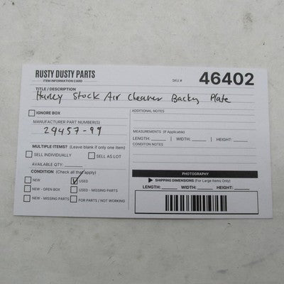 Harley Davidson OEM Stock Touring EFI Air Cleaner Backing Plate 29457-