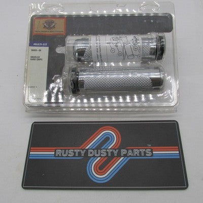 Genuine Harley-Davidson OEM NOS Chrome Knurled Hand Grips Multi-Fit 56
