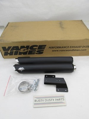 Vance & Hines NOS 46841 Twin Slash 3" Round Slip-On Mufflers Black 180