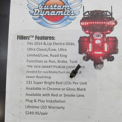 Custom Dynamics Fillerz LED Saddlebag Filler Light Dealer Retail Displ