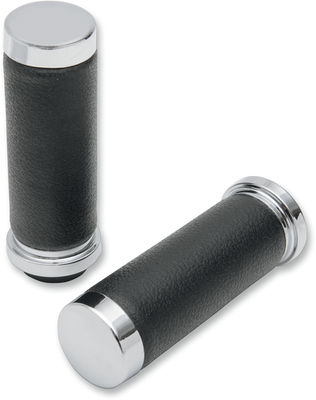 Drag Specialties Textured Black Rubber Grips Chrome