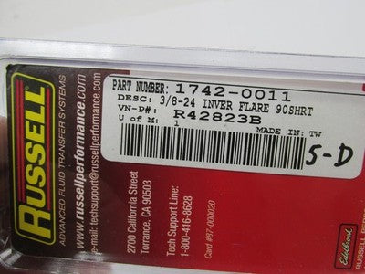 Russell NOS  1742-0011 3/8-24 Inver Flare 90SHRT R42823B