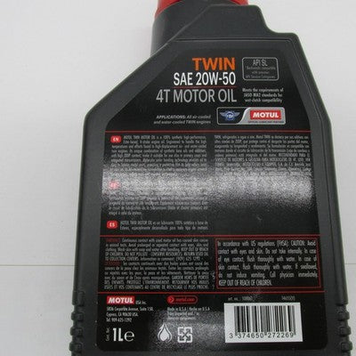 Motul Twin 20W-50 100% Synthetic 4T Motor Oil (1 Liter) 108061