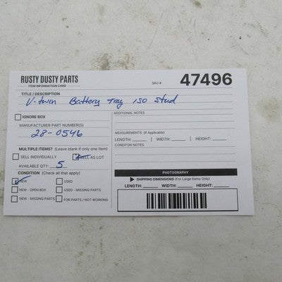 Lot of 5 V-Twin Genuine Battery Trays ISO Mounting Studs Harley 28-054