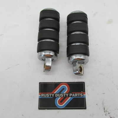 Pair of Harley-Davidson OEM Rubber Ribbed Chrome Foot Pegs Footpegs