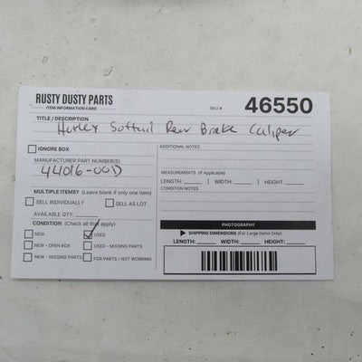 Harley Davidson OEM Softail Touring Rear Brake Caliper 44016-00D