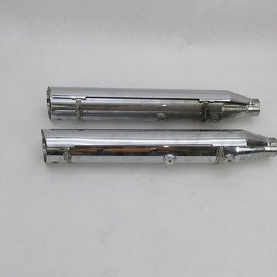 Pair of Harley OEM Softail Chrome Catalyst Mufflers w/ Shields 65872-0