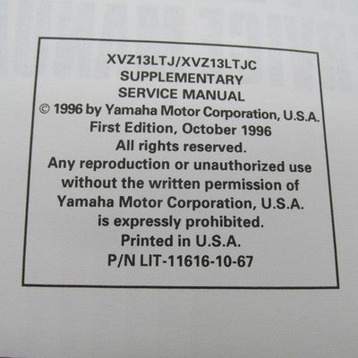 Yamaha OEM 1996 XVZ13A/AC/AT/ATC/LT/LTC Service Manual LIT-11616-VZ-01