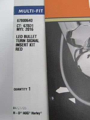 Harley Davidson Genuine NOS Pair LED Bullet Turn Signal Insert Kit Red