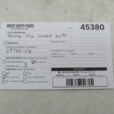 Lot of 3 Harley-Davidson OEM Hex Socket Flange Air Cleaner Cover Bolts