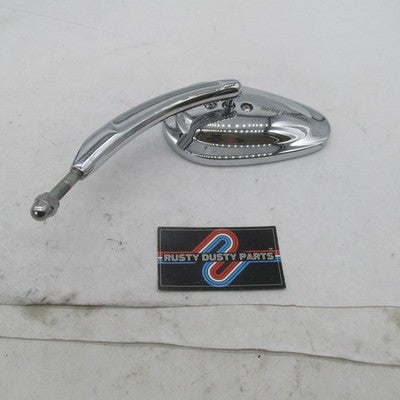 Harley OEM Chrome Script Logo Teardrop Mirror w/ Solid Grooved Short S