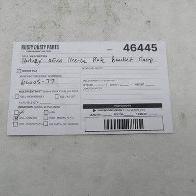 Harley Davidson OEM NOS 77-78 XLCR-1000 Cafe Racer License Plate Clamp