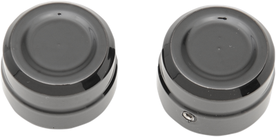 Drag Specialties Billet Axle Caps Black Front 0214-0831