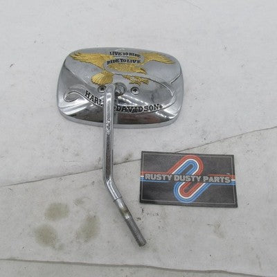 Harley Davidson OEM Gold/Chrome Live To Ride Short Stem Mirror Left 91