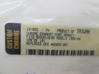 Lot of 4 Custom Chrome NOS Harley Davidson Exhaust Port Gasket 12-099