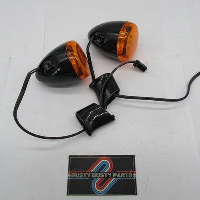 Harley-Davidson OEM Bullet Turn Signal Lights Pair Gloss Black w/ Stan