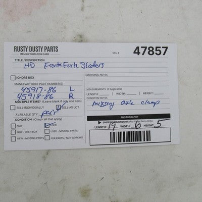 Harley Davidson Showa OEM Pair of Front Fork Slider 45917-86 (R) 45918