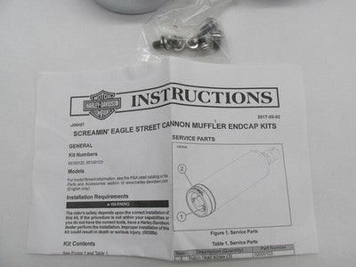Harley Genuine NOS Satin Chrome Screamin Eagle Cannon Muffler End Caps
