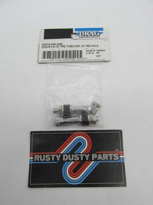 Drag Specialties NOS PAIR Chrome Bolt-In Valve Stems 0.24" 0360-0009