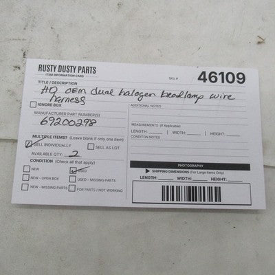 Single (1 QTY) Harley Davidson OEM 14-23 Touring Headlight Wire Harnes