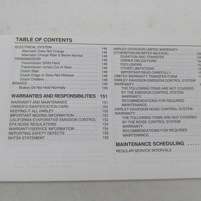 Harley Davidson 2000 FLTRSEI Screamin' Eagle ROAD GLIDE Owner's Manual