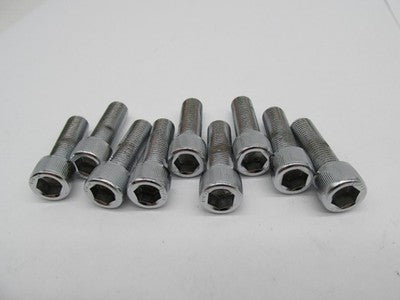 LOT of 9 Harley NOS 3/8"-24 x 1-1/4" Socket Head Screws, Chrome 94370-