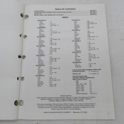 Harley Davidson OEM 1989-2000 Painted Parts Official Factory Manual 99