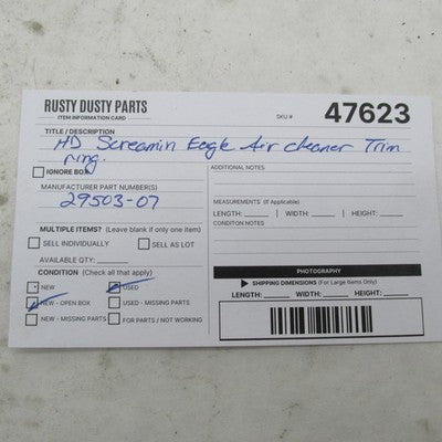 Harley Davidson Genuine Screamin Eagle Air Cleaner Insert Trim Ring 29