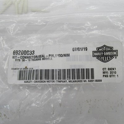 Harley OEM NOS 06-13 Touring iPod/NIM Connector Seal Wiring Harness Ki