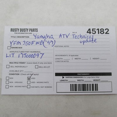 Yamaha 1997 ATV Technical Update LIT175000097