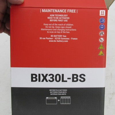 BS Battery NIB 12V 30Ah 400CCA Maintenance Free Battery BIX30L-BS