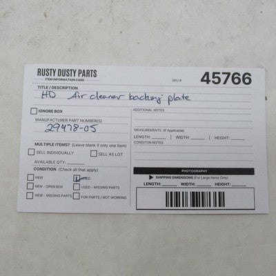 Harley Davidson OEM Air Cleaner Filter Backing Plate Bracket FLHXI 200