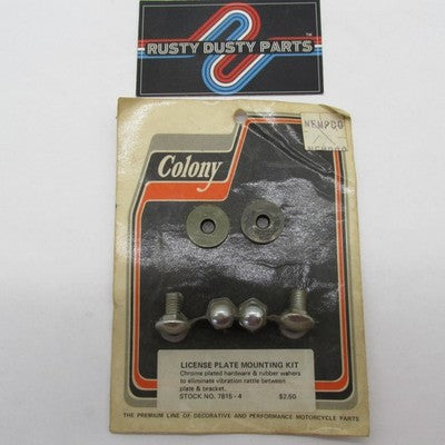 Colony NOS Chrome Acorn Head License Plate Mounting Kit 7815-4