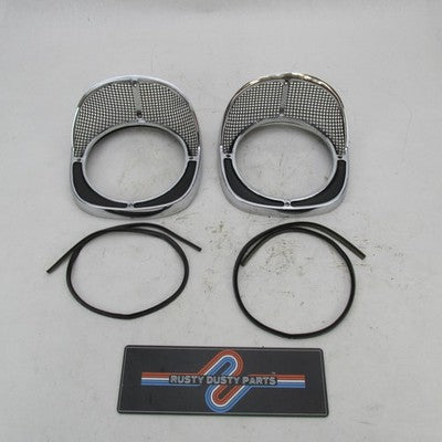 Pair of 1957 Chevy Bel Air 210 150 Nomad LH RH Headlight Bezels w/ Gas