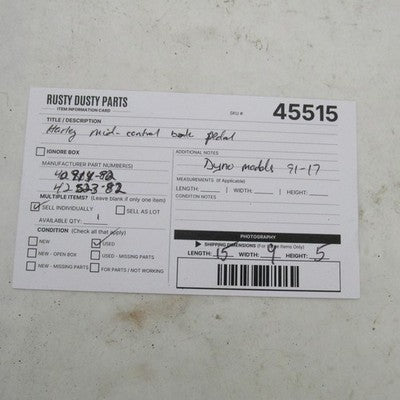 Harley OEM 91-17 Dyna Mid-Control Brake Pedal Assembly 42502-90 50666-