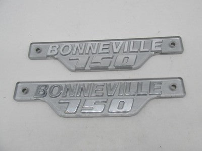 Pair of Triumph Bonneville 750 Silver Side Panel Badges Emblems 88-7306